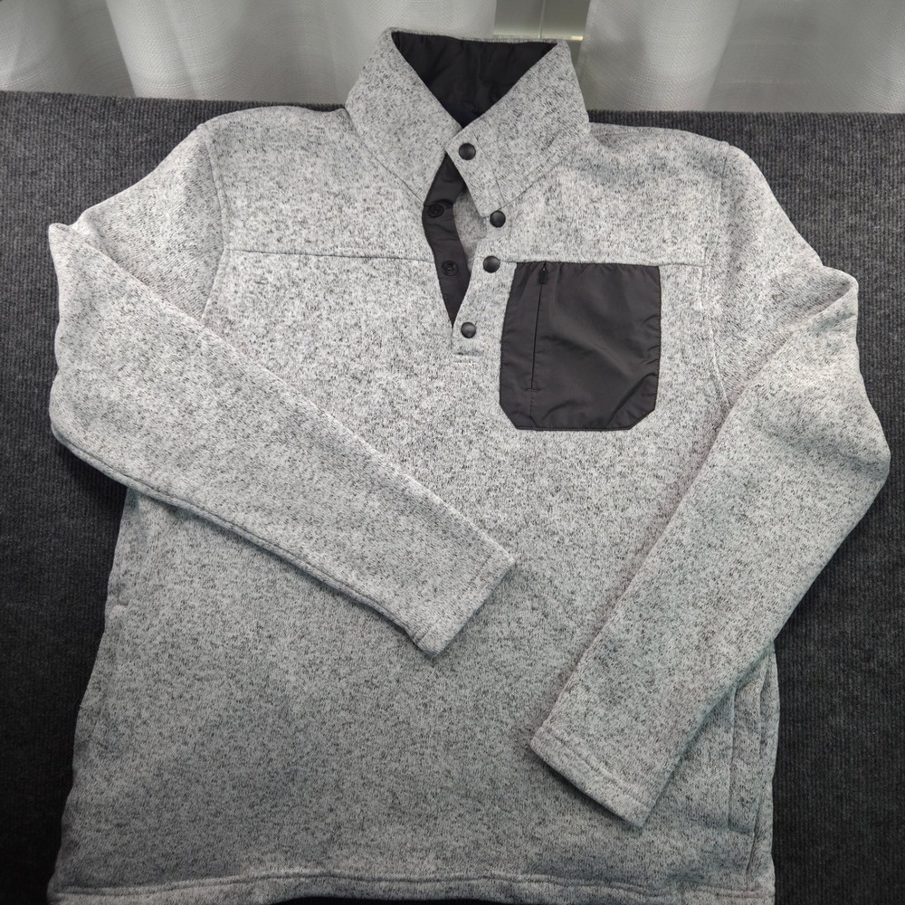 Iceburg Outerwear Mens XL Heather Grey Snap Mock Neck Pullover Fleece Gorpcore